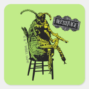 Beetlejuice Ordförandegrupp Fyrkantigt Klistermärke
