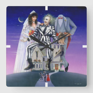 Beetlejuice   Teaterisk Poster Fyrkantig Klocka
