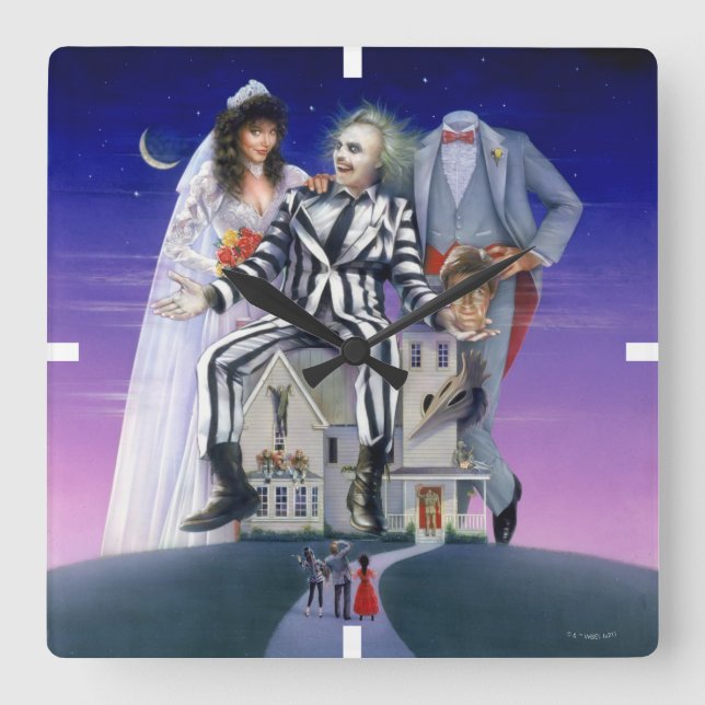 Beetlejuice | Teaterisk Poster Fyrkantig Klocka (Framsida)
