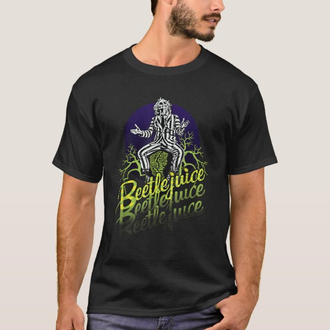 Beetlejuice Tre gånger text Porträtt T-Shirt (Framsida)