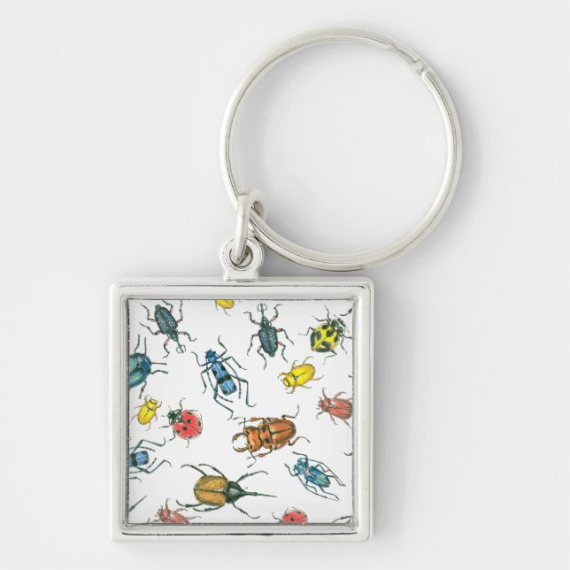 Beetles Fyrkantig Silverfärgad Nyckelring (Framsidan)