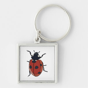 Beetles Insekt Ladybug Beetles Fyrkantig Silverfärgad Nyckelring