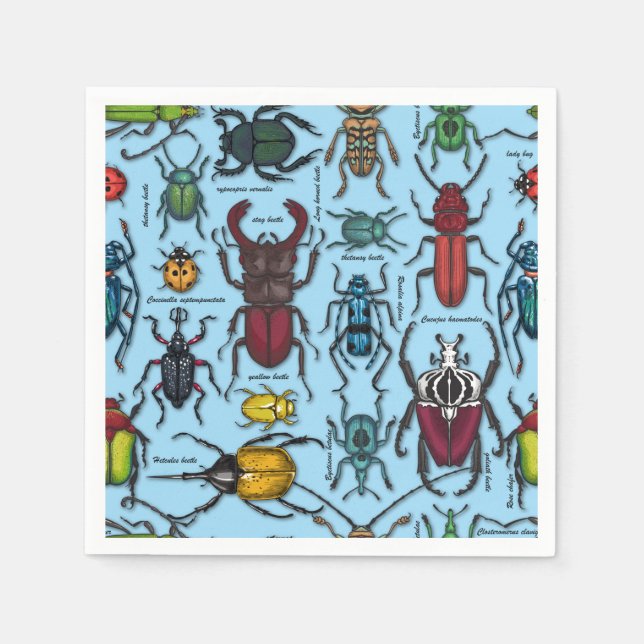 Beetles on blue pappersservett (Framsidan)