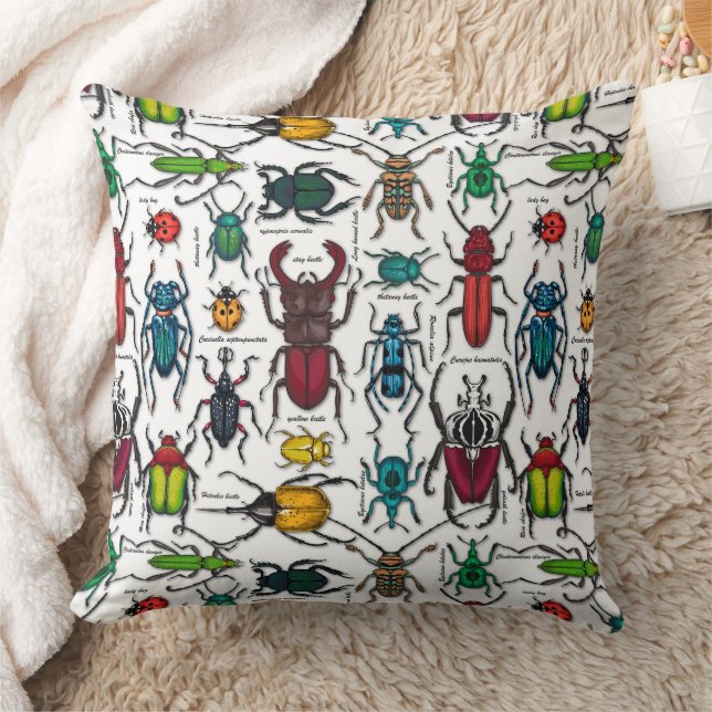 Beetles på white kudde (Filt)