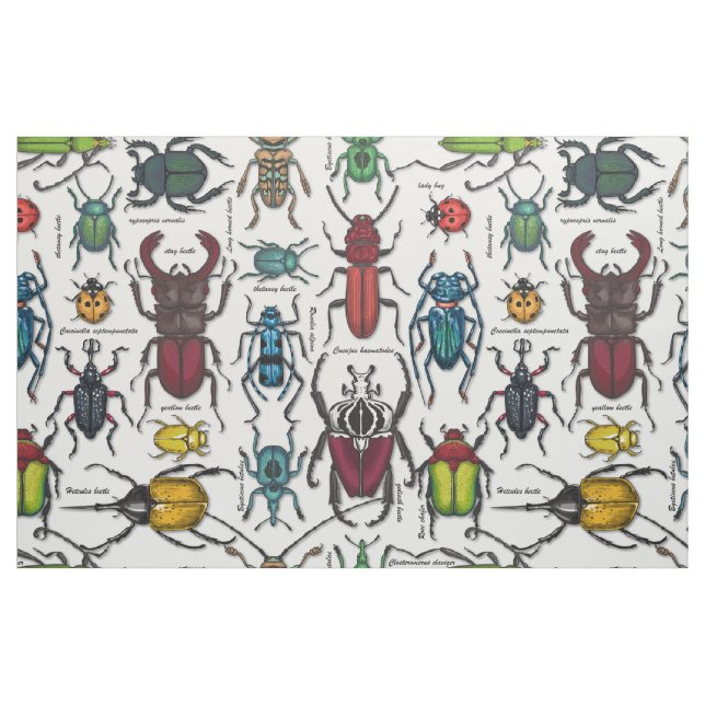 Beetles på white tyg (Fat Quarter)