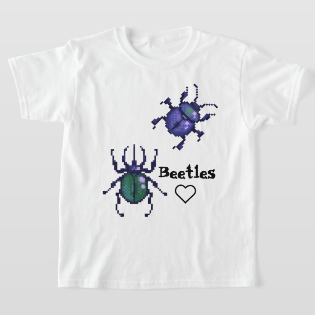 Beetles pixel art t shirt (Laydown)