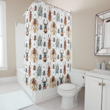 Beetles Shower Curtain för flera Färgader