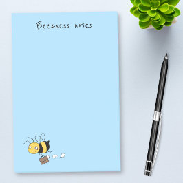 Beezness Bee, Tired Stressat Bee Holding Briefcase Post-it Block