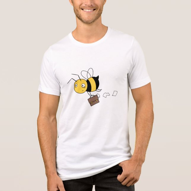 Beezness Bee, Tired Stressat Bee Holding Briefcase T Shirt (Framsida)