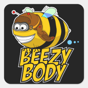 Beezy Body Bee Sticker Fyrkantigt Klistermärke