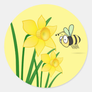 Beezy the Bee Daffodils Stickers Runt Klistermärke