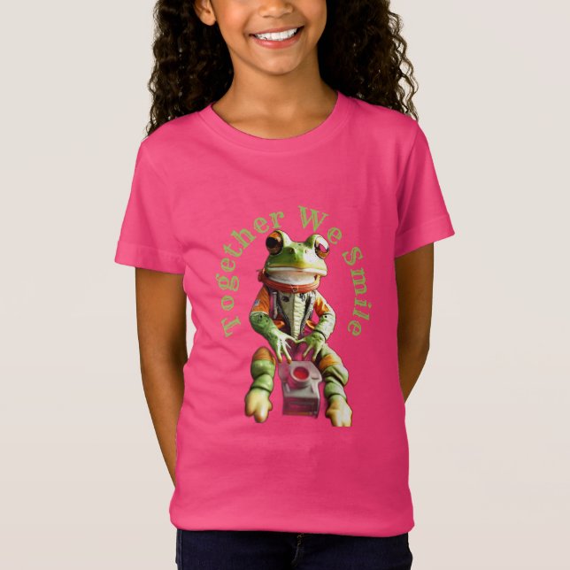 Befälhavare för Cute Frog i rymdfärgen T Shirt (Framsida)