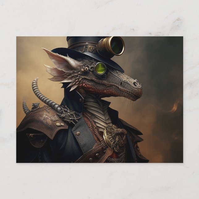 Befälhavare för flottan Steampunk Dragon Vykort (Framsida)