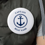Befälhavare för sjömansfartyget Boat Namn Knapp<br><div class="desc">Blåhavsankan och kapten Rank Button för er Personlig Namn och Anpassade.</div>