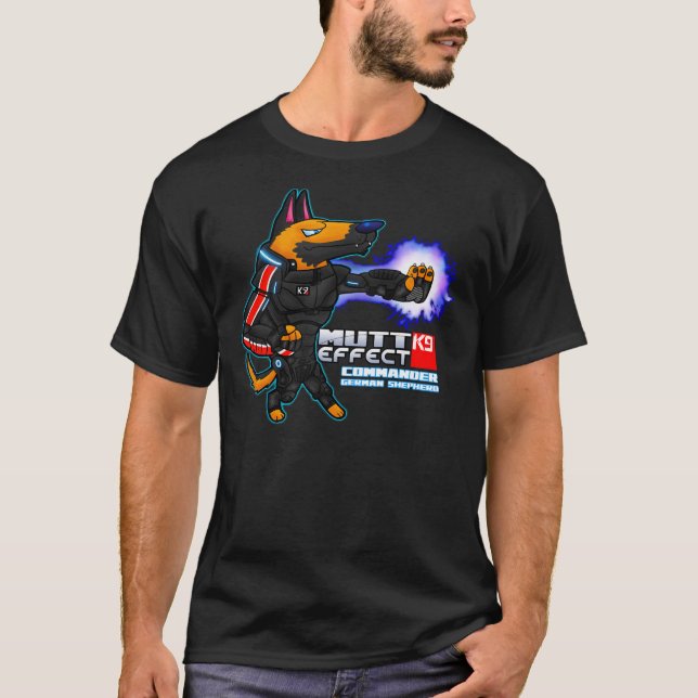 Befälhavare för Tyskt Shepherd Mutt Effect T Shirt (Framsida)
