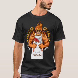 Befälhavare i Grill Fars dag Gift BBQ Chef Pappa T Shirt
