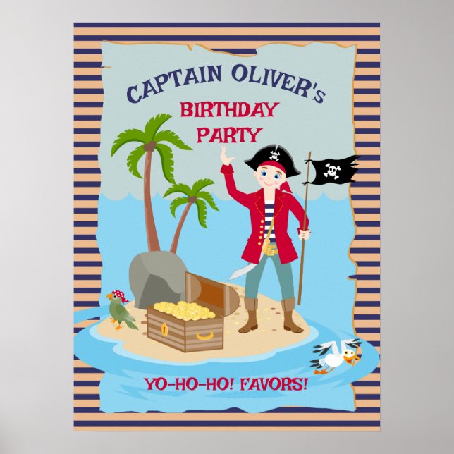 Befälhavare över Pirat Frakt Birthday Favors Party Poster (Framsidan)