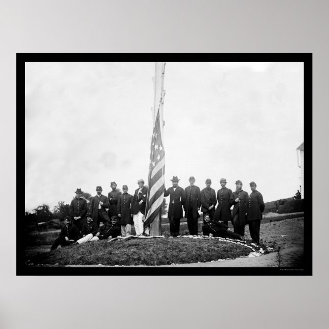 Befälhavare vid Flagga nära Georgetown 1865 Poster (Framsidan)