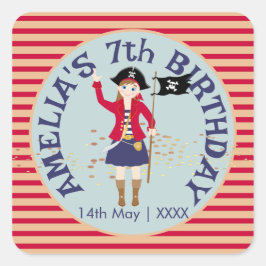 Befälhavare vid Pirat Fraktens Födelsedagsfest Fyrkantigt Klistermärke