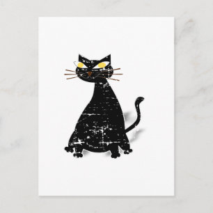 Befintlig svart fet katt vykort