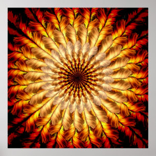 Befjädrad solMandala Poster