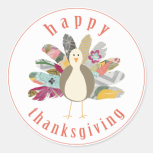 Befjädrade vänhappy thanksgivingklistermärkear runt klistermärke