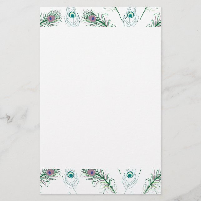 Befjädrar den purpurfärgade påfågeln för blått brevpapper (Framsida)