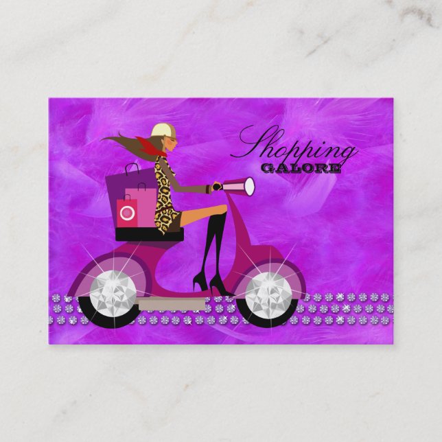 Befjädrar personliga shopparesmycken för mode visitkort (Framsida)