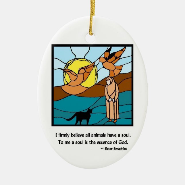 Befläckt Glass- prydnad för syster Seraphim Julgransprydnad Keramik (Framsidan)