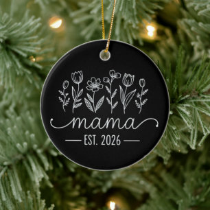 Befodrad till mamma 2026 Gravid Blommig Ny Mamma Julgransprydnad Keramik