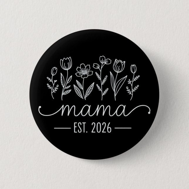 Befodrad till mamma 2026 Gravid Blommig Ny Mamma  Knapp (Framsida)
