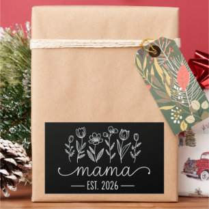 Befodrad till mamma 2026 Gravid Blommig Ny Mamma Rektangulärt Klistermärke