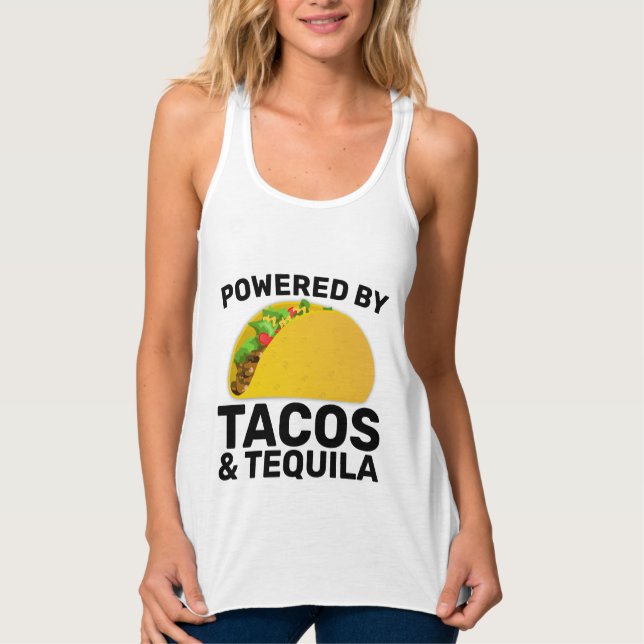 BEFOGENHET AV TACOS OCH TEQUILA T-Shirts Linne Med Racerback (Framsida)