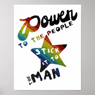 Befogenhet för människor (Retro Rainbow Patch) Poster