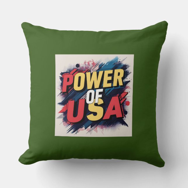 Befogenhet för USA Pillow - djärv patriotisk desig Kudde (Framsida)