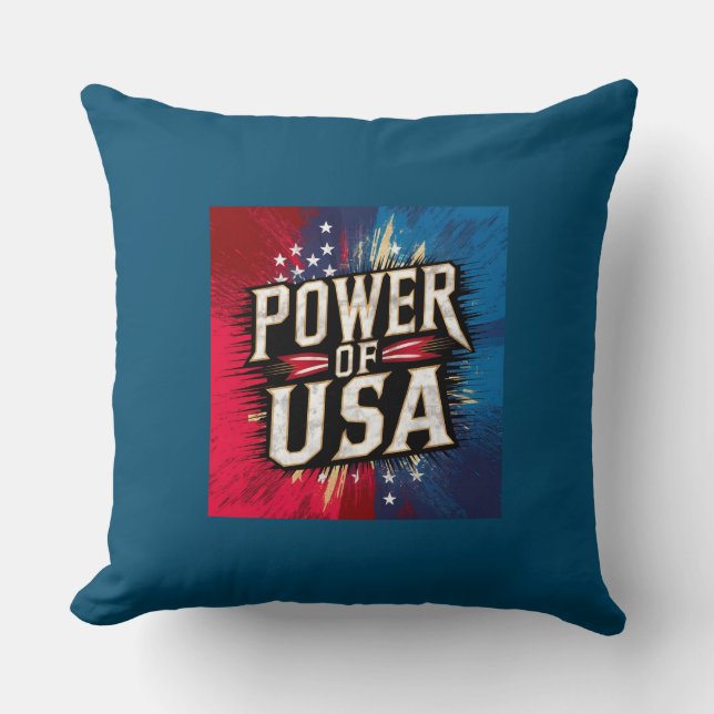 Befogenhet för USA Pillow - Patriotic American Fla Kudde (Framsida)