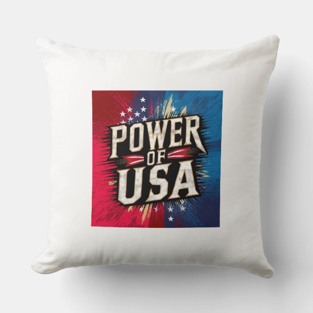 Befogenhet för USA Pillow - Patriotic American Fla Kudde (Framsida)