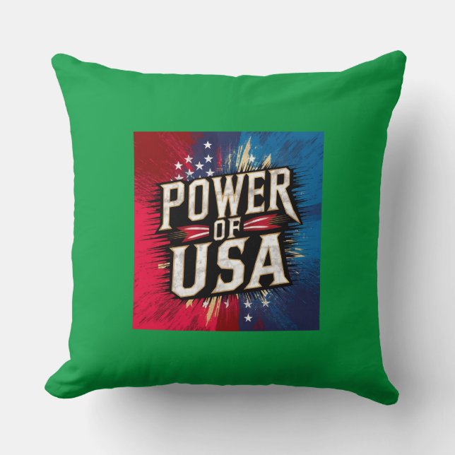 Befogenhet för USA Pillow - Patriotic American Fla Kudde (Framsida)
