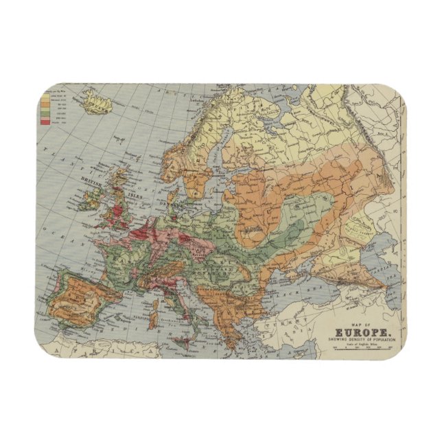 Befolkningsintensitet | Europeiska Karta Magnet (Horisontell)