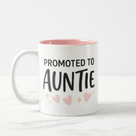 Befordrad till Auntie Cute Notification Två-Tonad Mugg