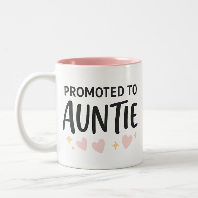 Befordrad till Auntie Cute Notification Två-Tonad Mugg (Vänster)