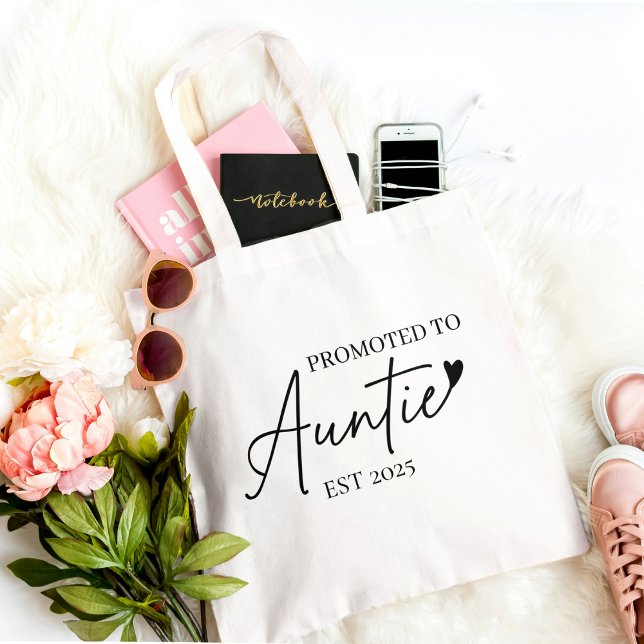 Befordrad till Auntie EST 2025 | New Moster Gift Tygkasse (Skapare uppladdad)