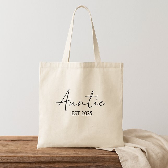 Befordrad till Auntie | EST 2025 New Moster Gift Tygkasse (Skapare uppladdad)