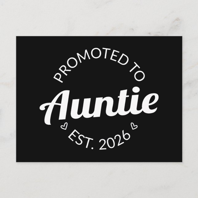 Befordrad till Auntie Est. 2026 Vykort (Framsida)
