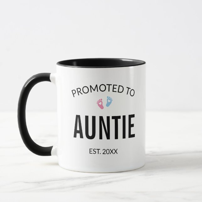 Befordrad till Auntie Gravid-meddelande Mugg (Vänster)