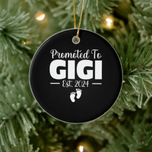 Befordrad till gigi 2024-meddelande om Gravid av g Julgransprydnad Keramik