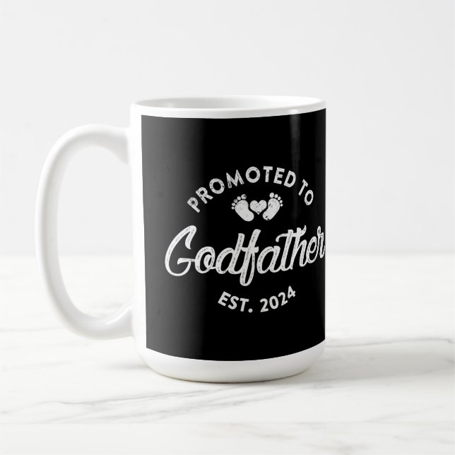 Befordrad till Godfather Est 2024 Funny New farbro Kaffemugg (Vänster)
