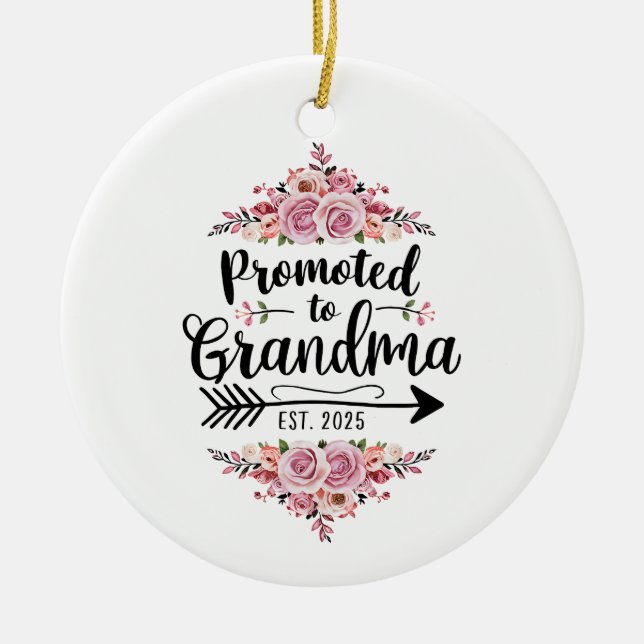 Befordrad till Grandma 2025 Gravid-meddelande Julgransprydnad Keramik (Framsidan)