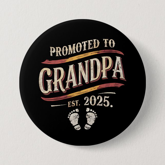 Befordrad till Grandpa 2025 Grandpa est 2025 Knapp (Framsida)