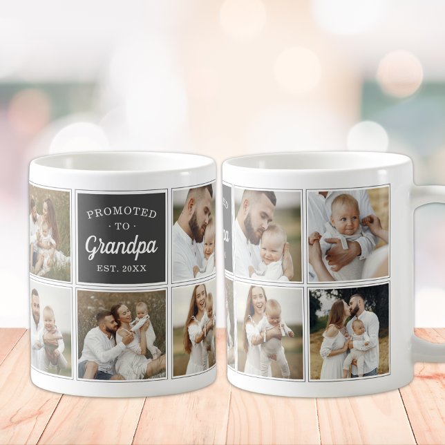 Befordrad till Grandpa Anpassningsbar 9 Photo Ram Kaffemugg (Skapare uppladdad)